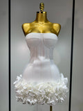 Strapless Flower Embellished Mini Bandage Dress
