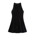 Solid Tank Velvet Mini Dress