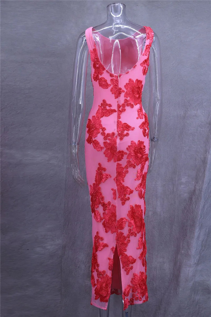 Floral Embroidered Maxi Dress