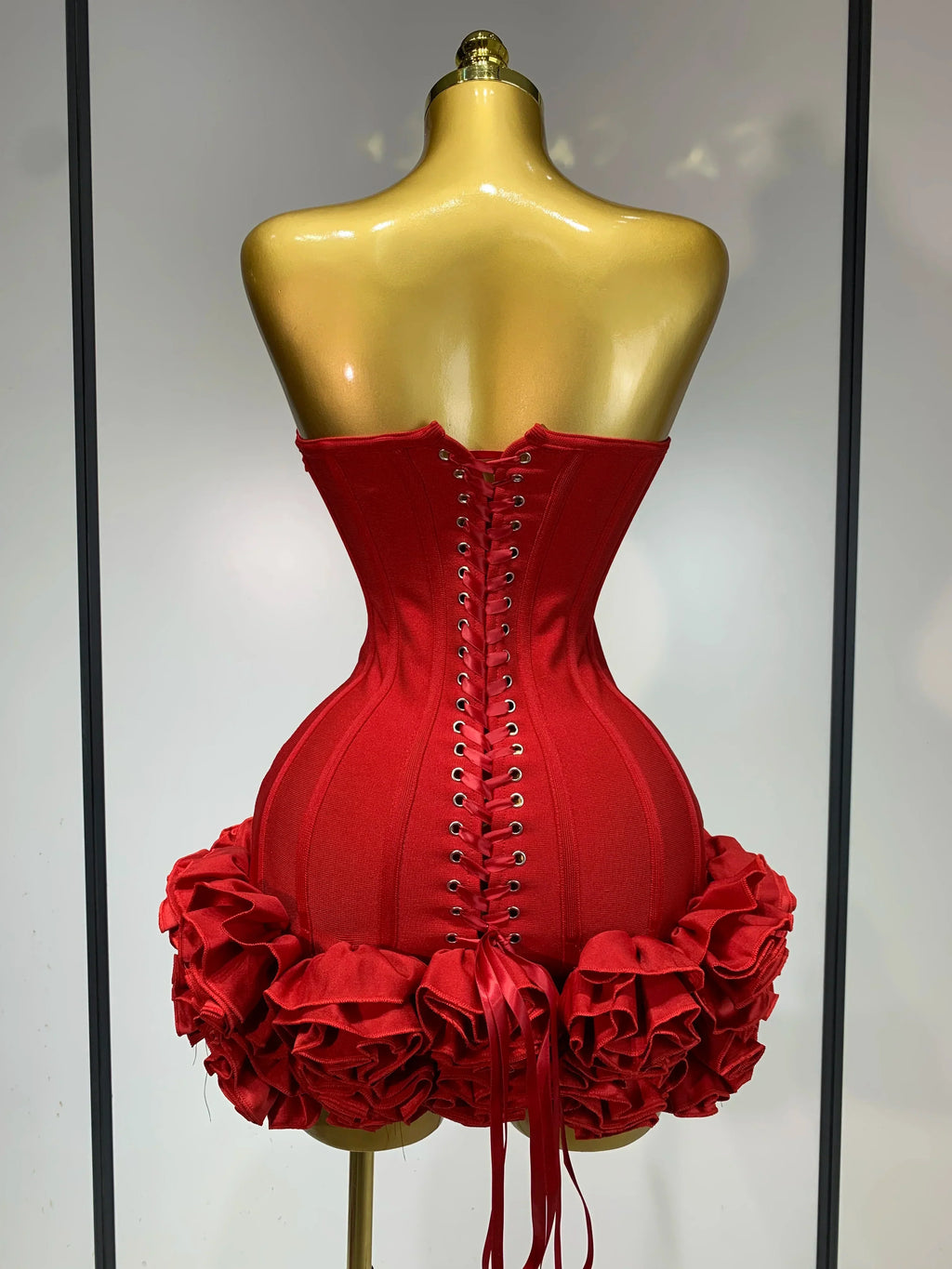 Strapless Flower Embellished Mini Bandage Dress