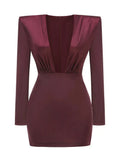 Deep V Neck Folds Design Long Dress