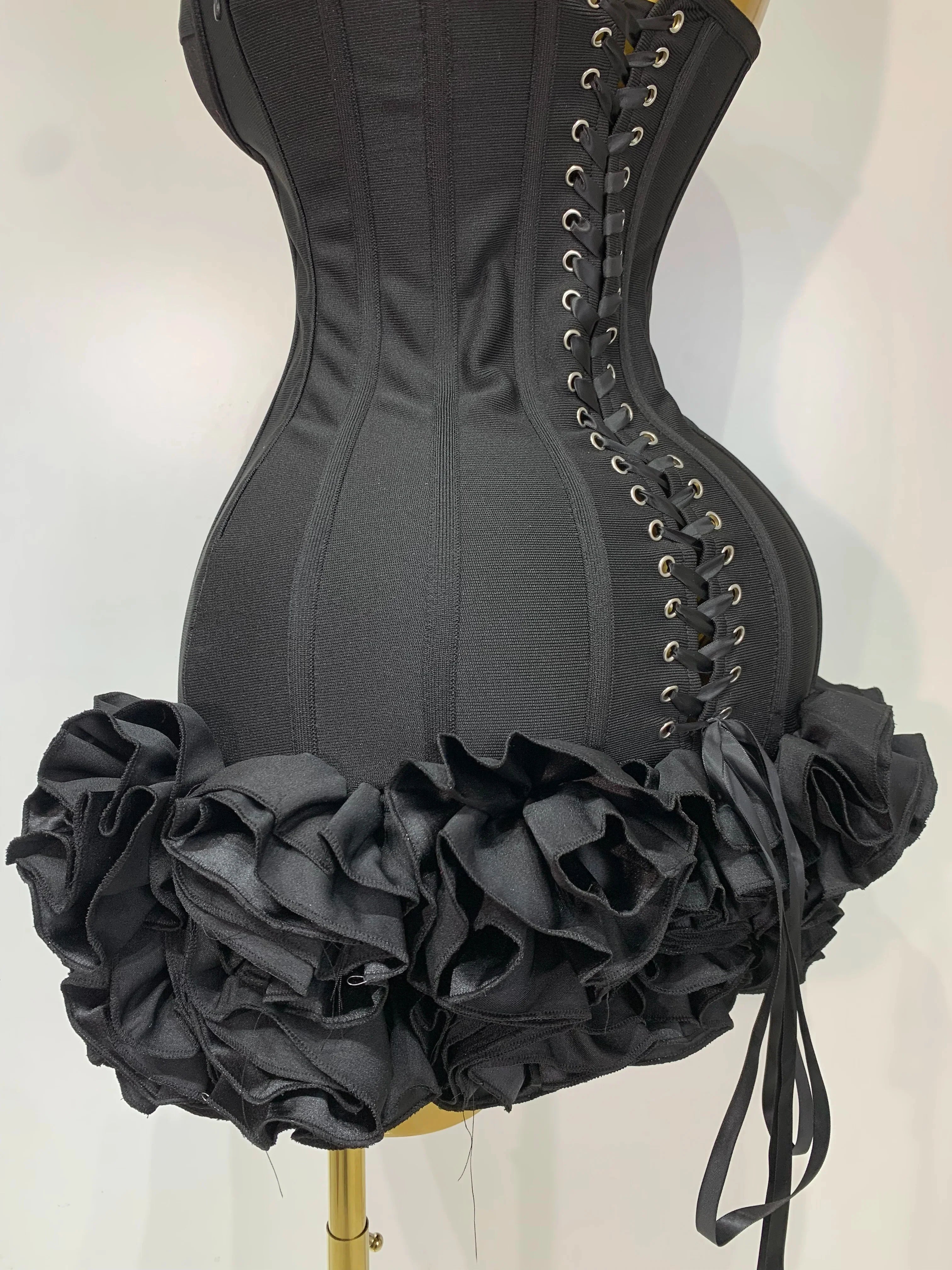 Strapless Flower Embellished Mini Bandage Dress