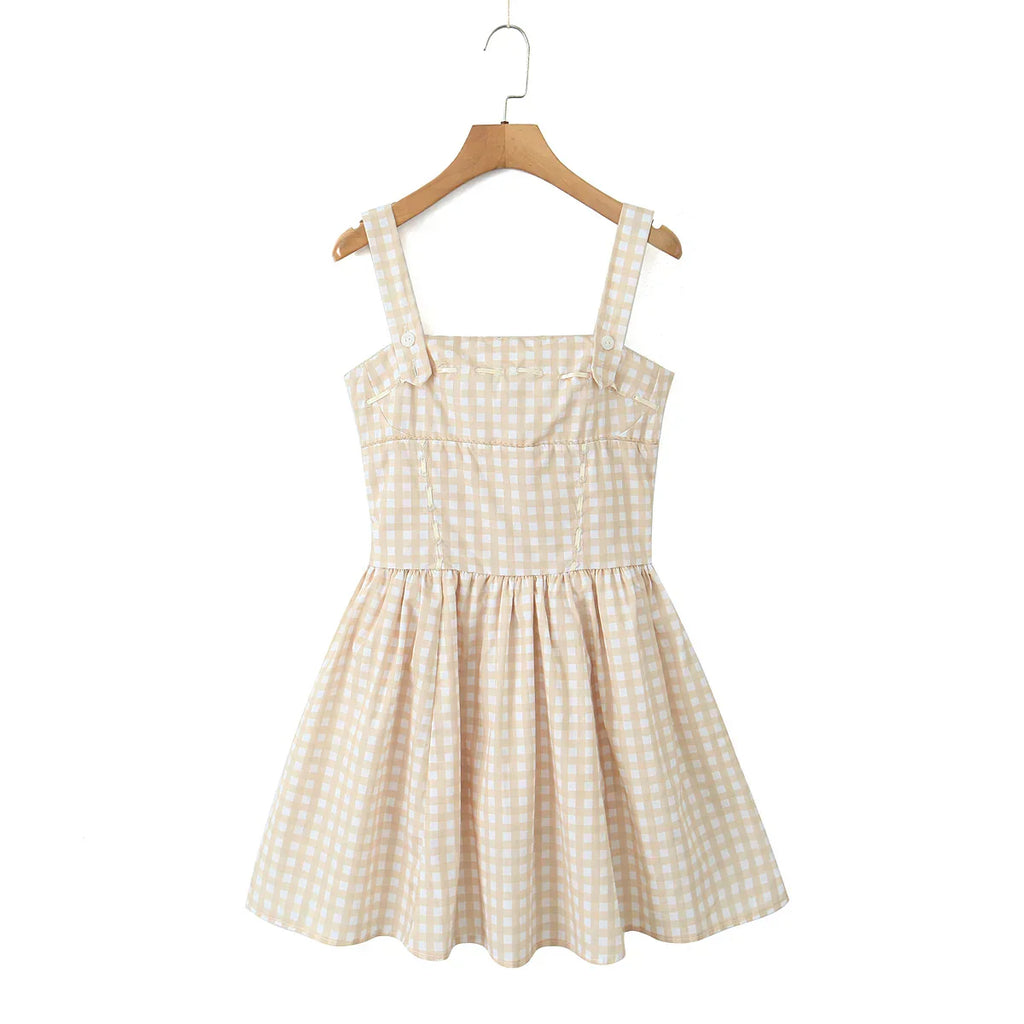 Cross Ribbon Folds Hem Ball Gown Swing Mini Dress
