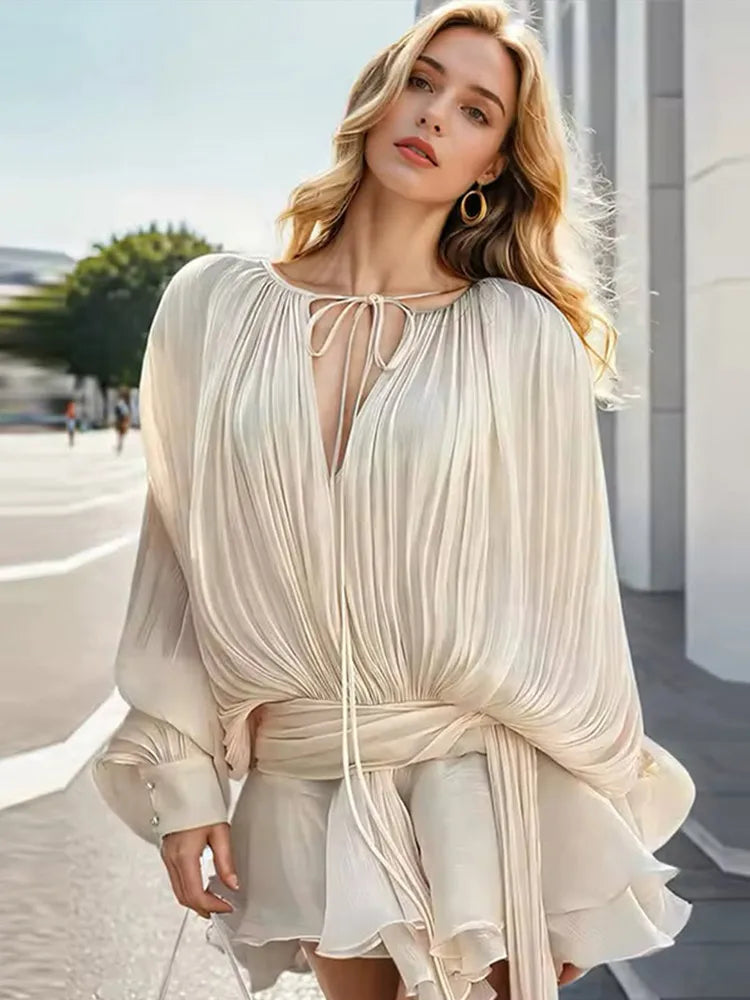Elegant V-Neck Lace-Up  Summer Style Mini Dress