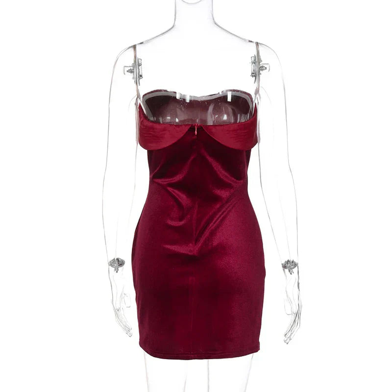 Velvet Off-shoulder Strapless Mini Dress