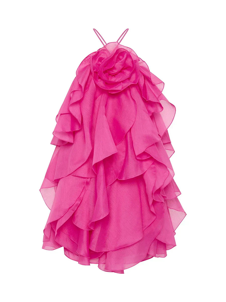 Solid Spliced Appliques Loose Mini Dress