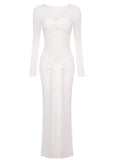 Long Sleeve Pleated Draped Maxi Dress