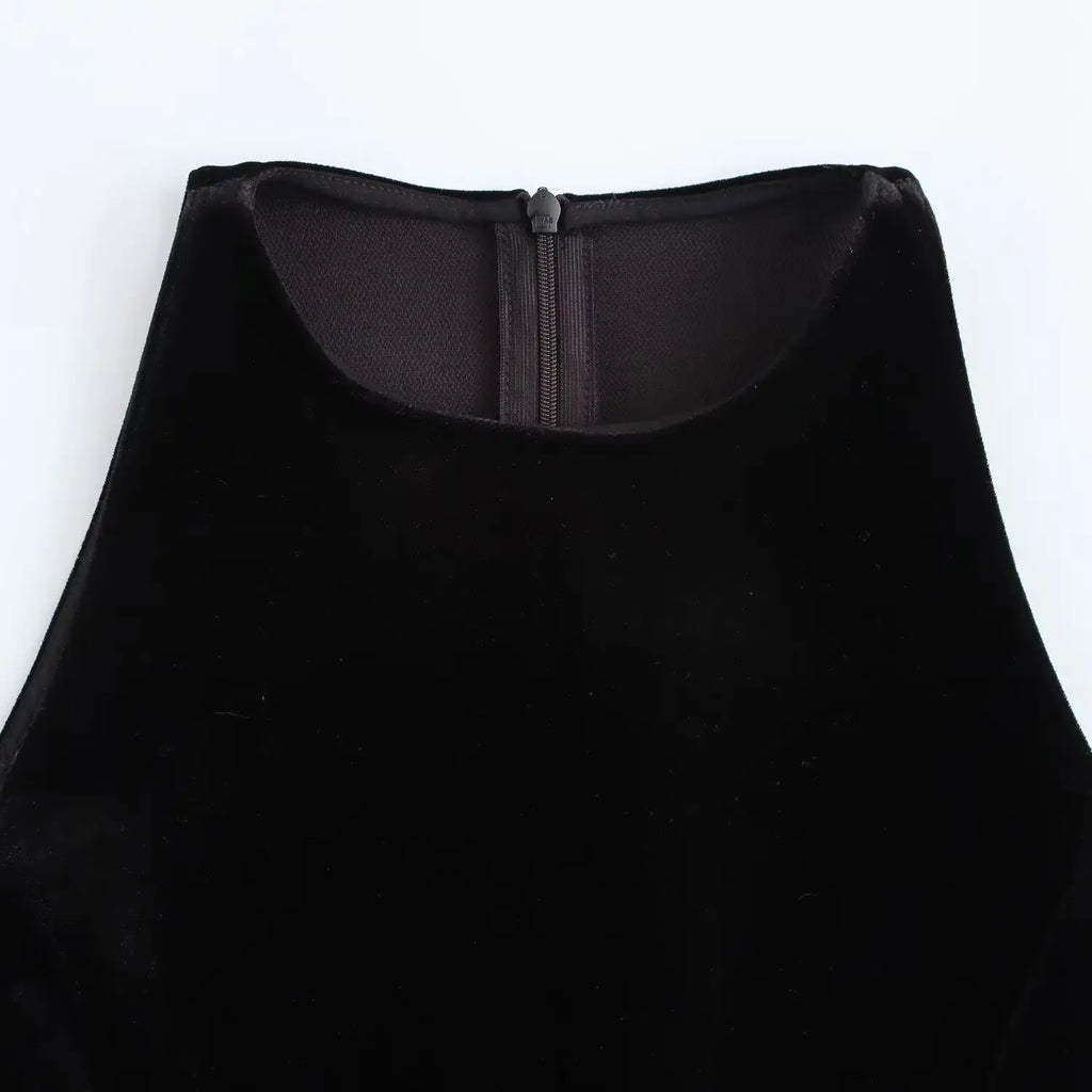 Solid Tank Velvet Mini Dress