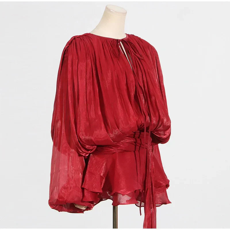 Elegant V-Neck Lace-Up  Summer Style Mini Dress