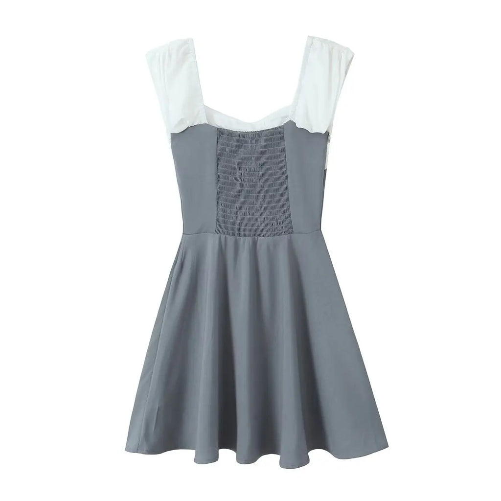 Contrast Slash Shoulder Elastic Back Mini Dress
