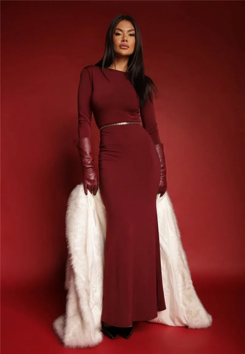 Two Butterfly Long Sleeve Maxi Dress