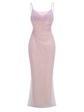 Chain Spaghetti Straps Sequins Maxi Dress