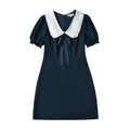 Short Puff Sleeve Bow Detail Dots Print Mini Dress