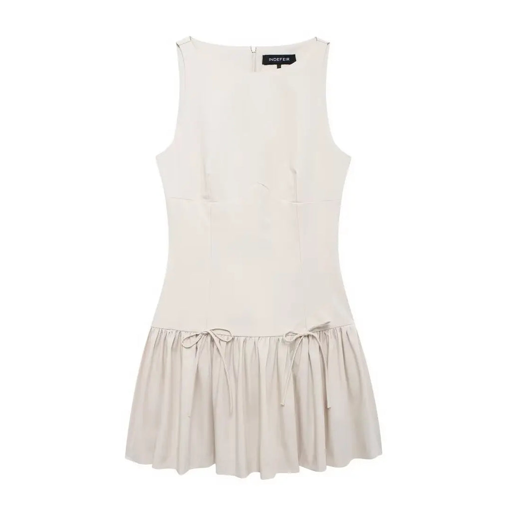 Bow Crew Neck Sleeveless Mini Dress