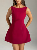 Sleeveless High Waist Backless Mini Dresses