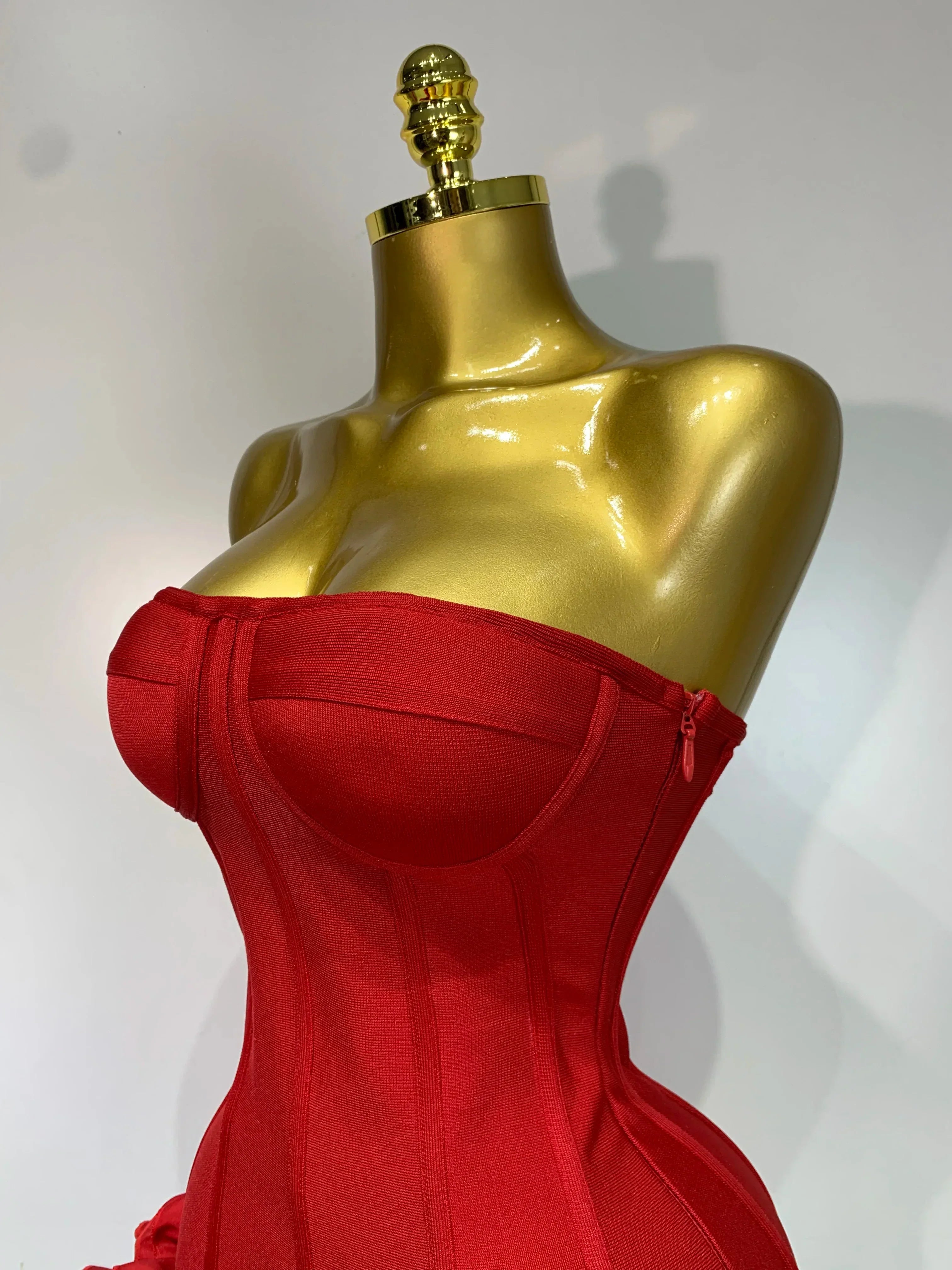 Strapless Flower Embellished Mini Bandage Dress