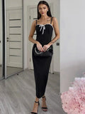 Open Back Lace Patchwork Black Maxi Dress