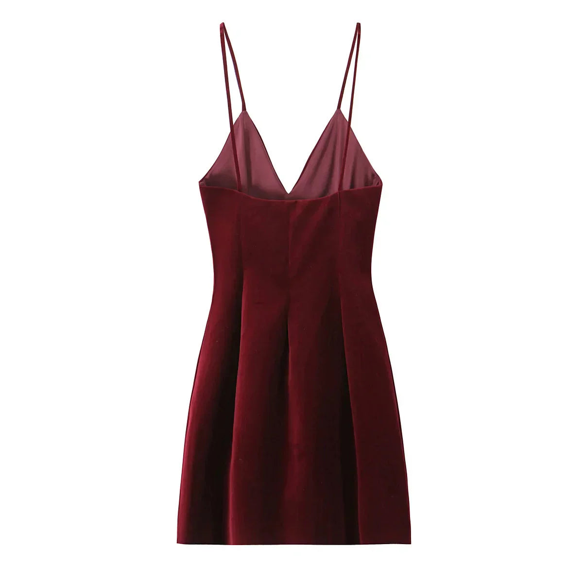 Red Velvet Spaghettis Strap Mini Dress