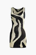 Salina Black and White Contrast Sleeveless Knit Mini Dress