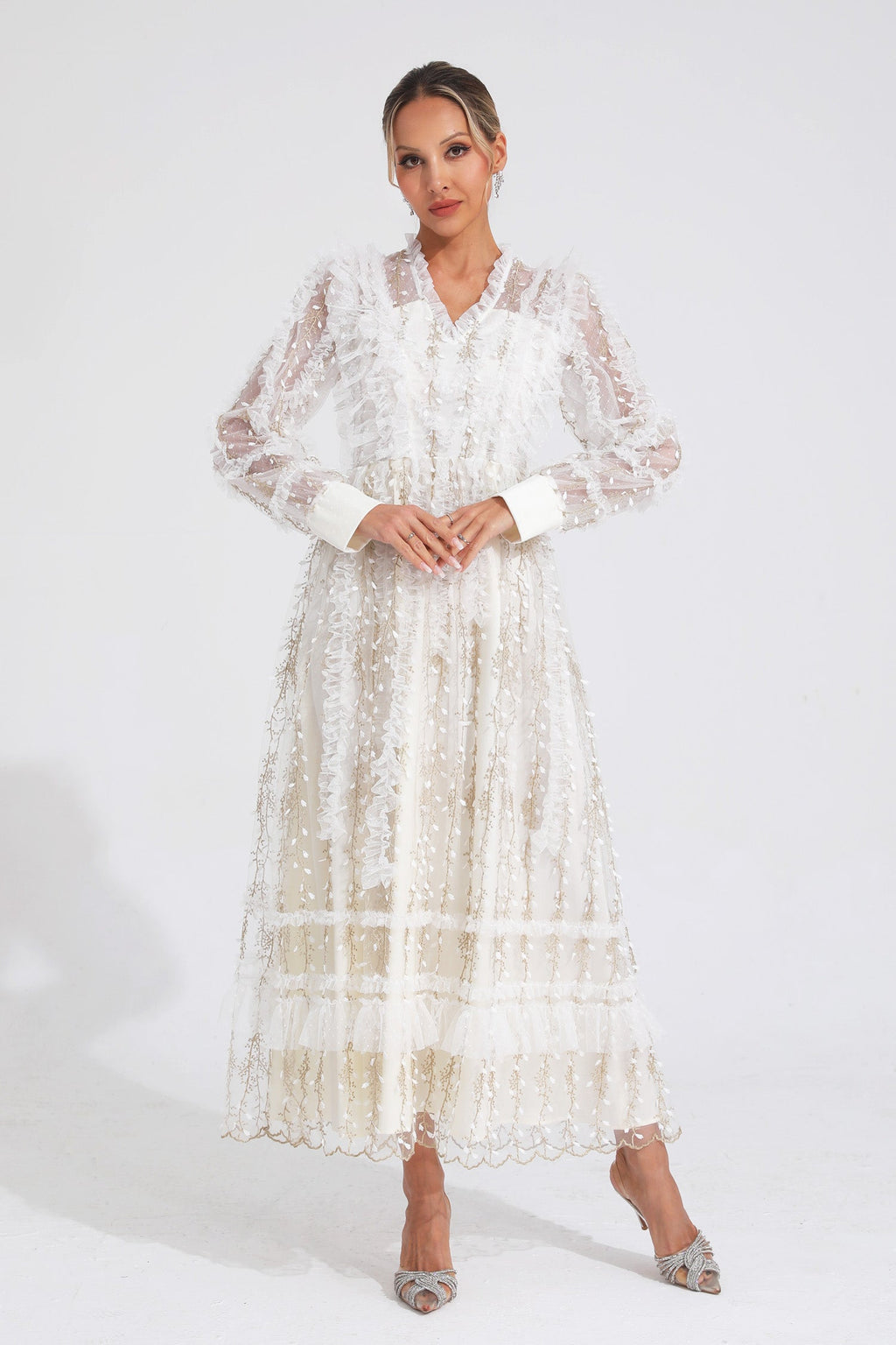 Sally White Mesh Maxi Dress