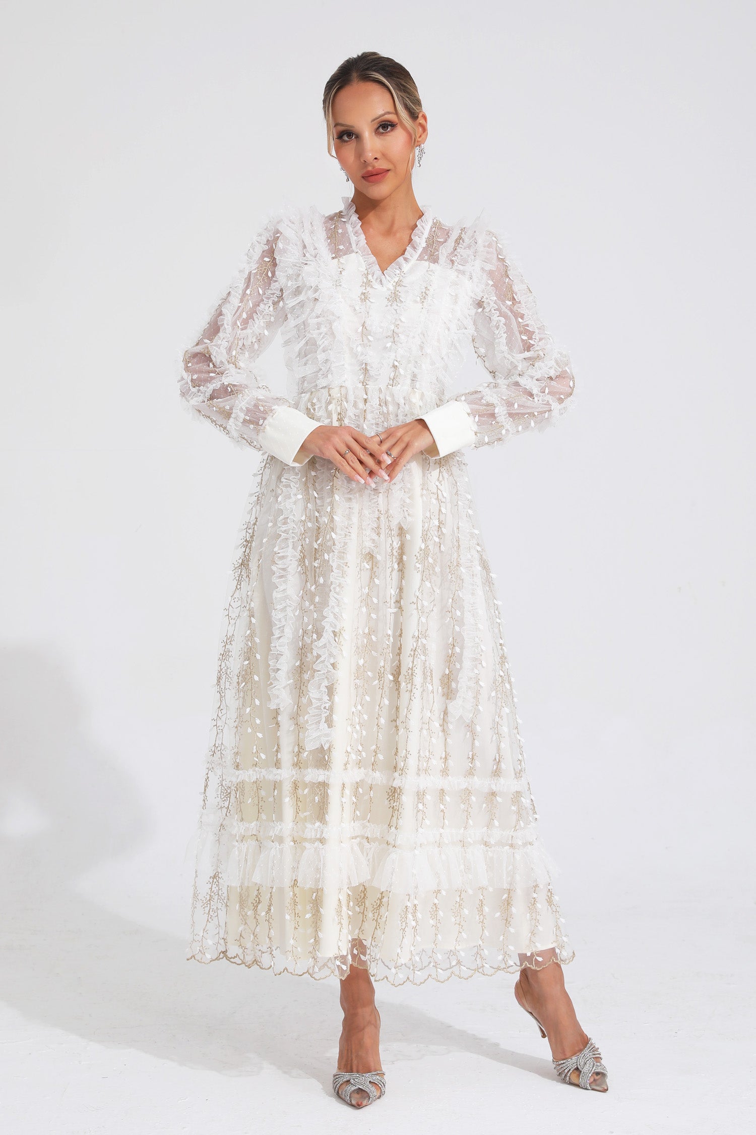 Sally White Mesh Maxi Dress