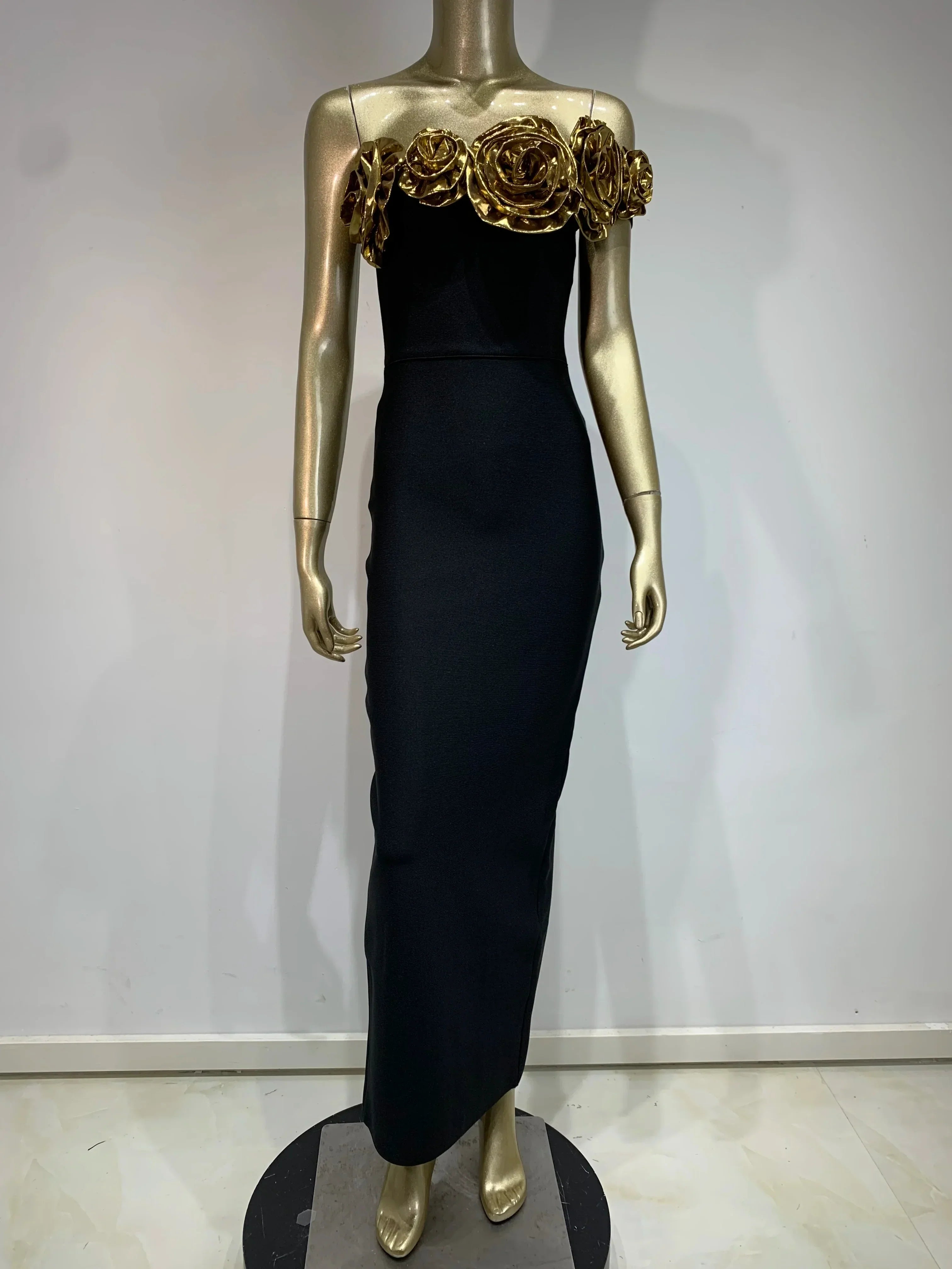 One Shoulder Flower Patchwork Maxi Dress