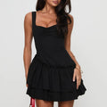 Frill Splice Back Tie up A-Line Hem Lace Up Dress