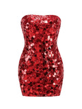 Sequins Strapless Bodycon Mini Dress