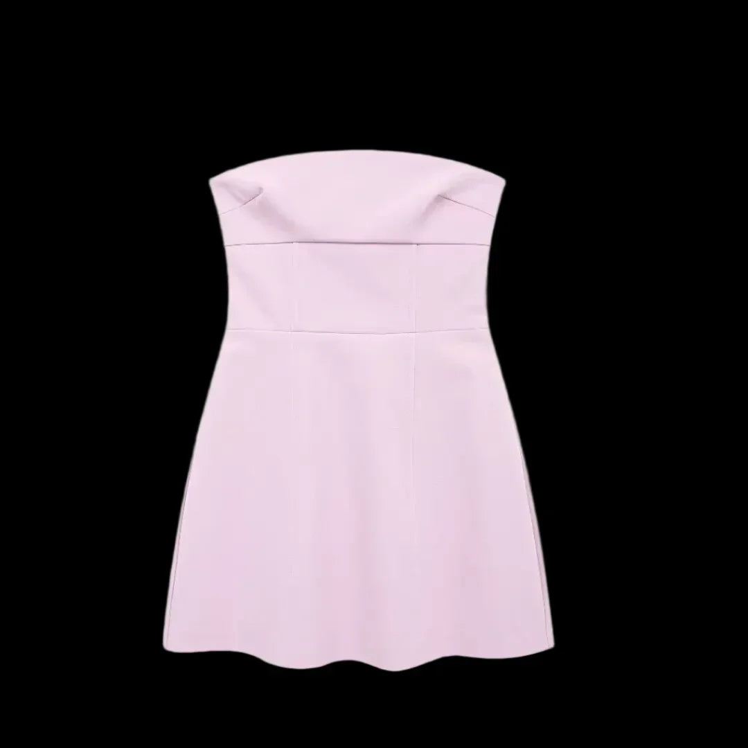 Pink Mini Dress 3D Bow. Backless
