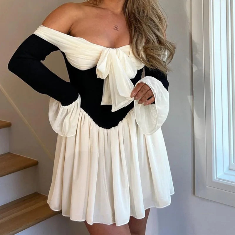 One Shoulder Lace-Up Mini Dress