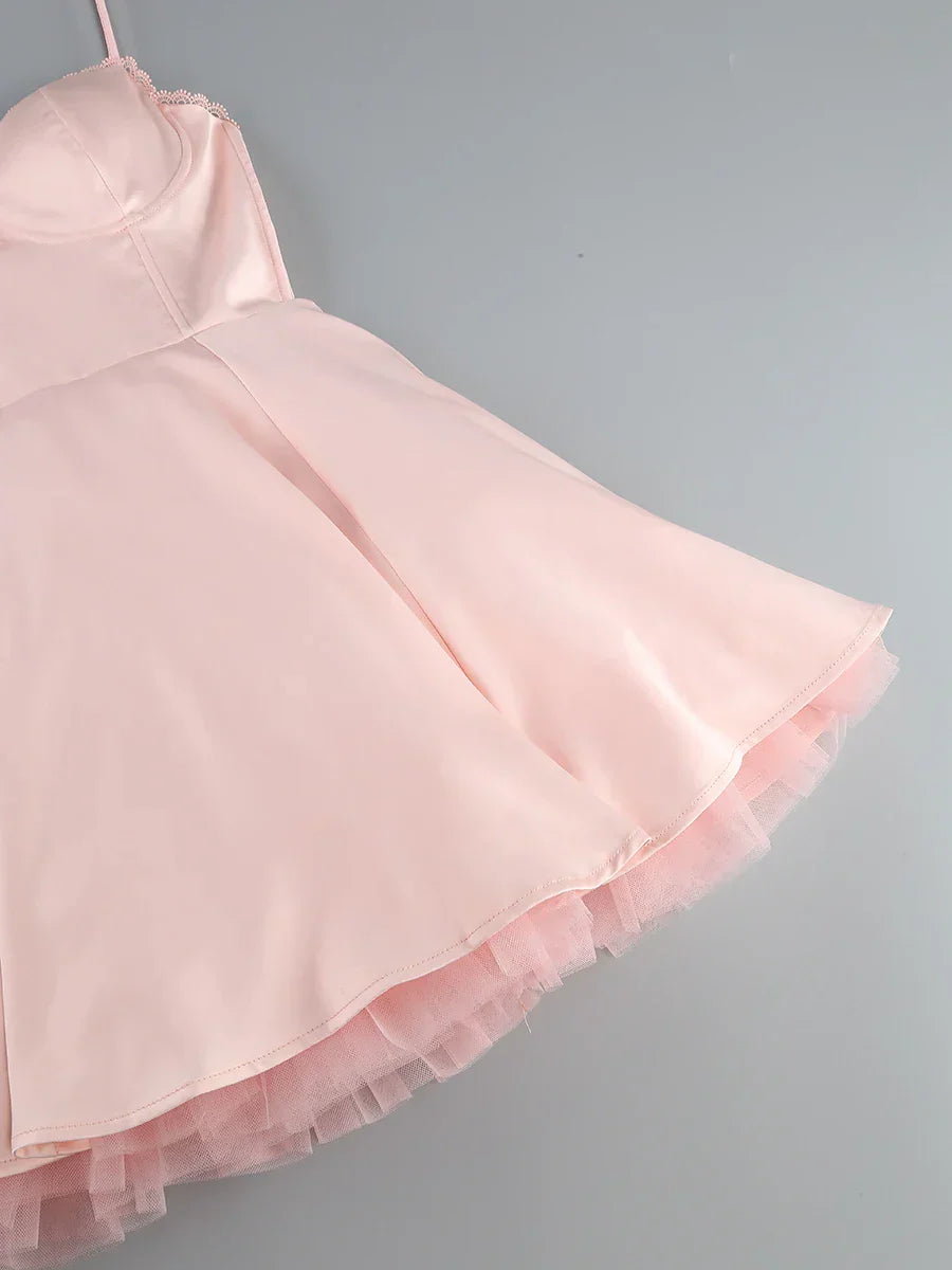 Solid Fit And Flare Spaghetti Strap Mini Dress