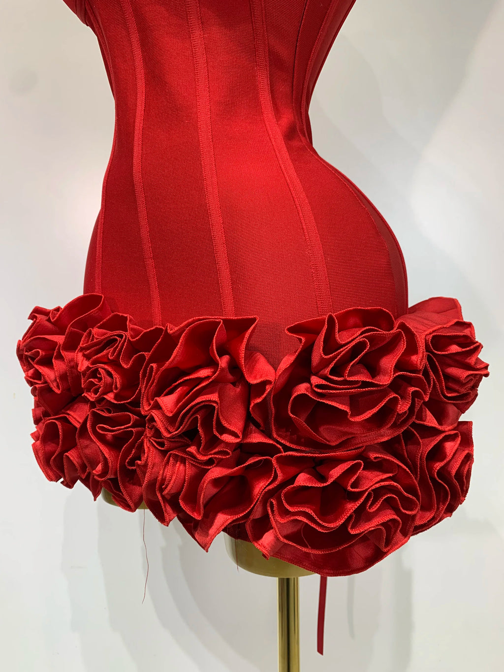 Strapless Flower Embellished Mini Bandage Dress