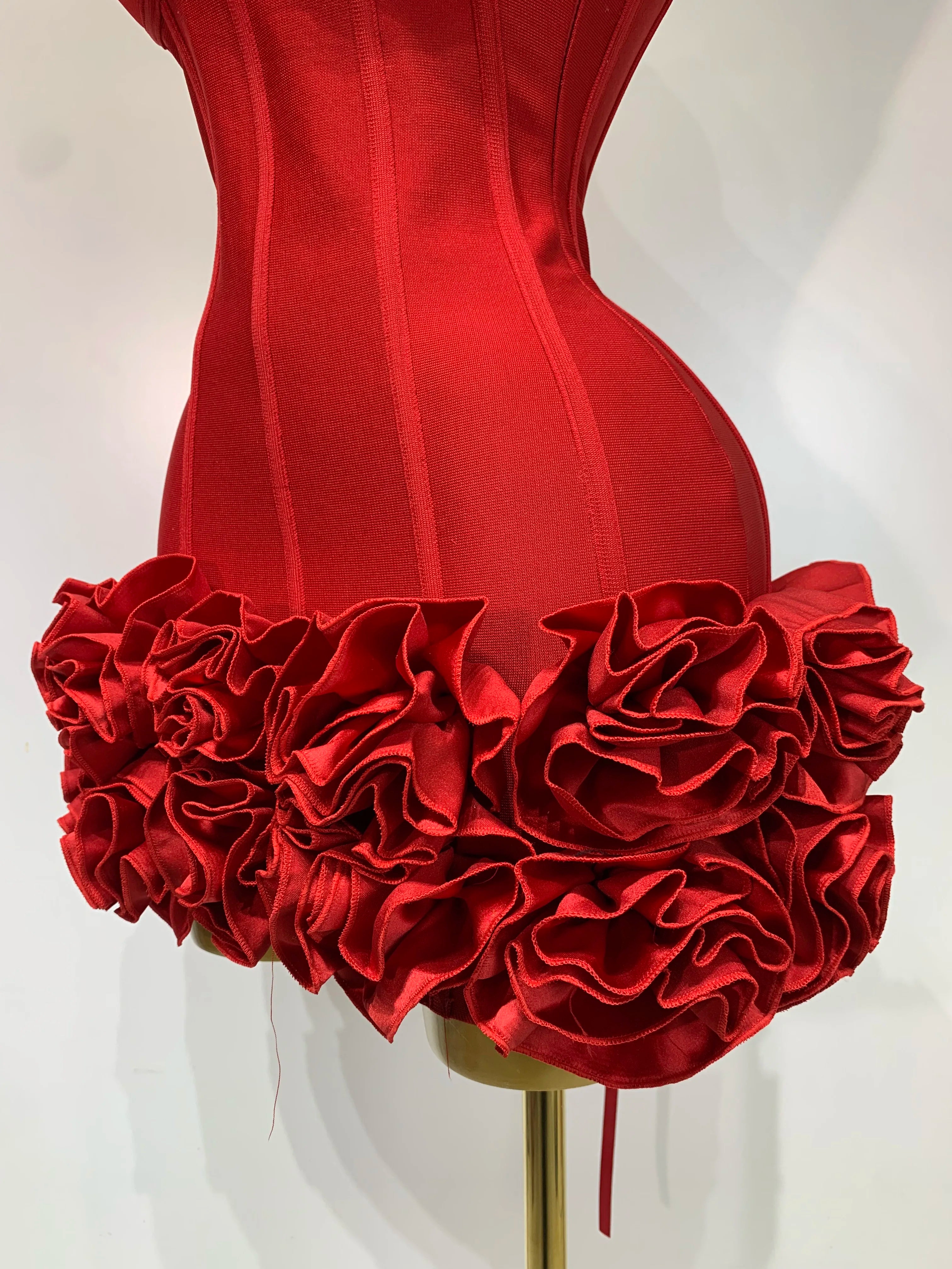Strapless Flower Embellished Mini Bandage Dress