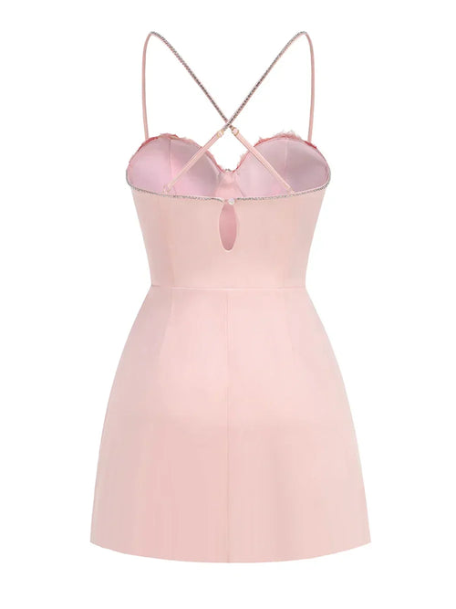 3D Flower  Spaghetti Strap Party  Mini Dress