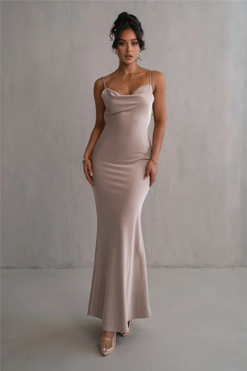 3D Flower Draped Open Back Maxi Dress