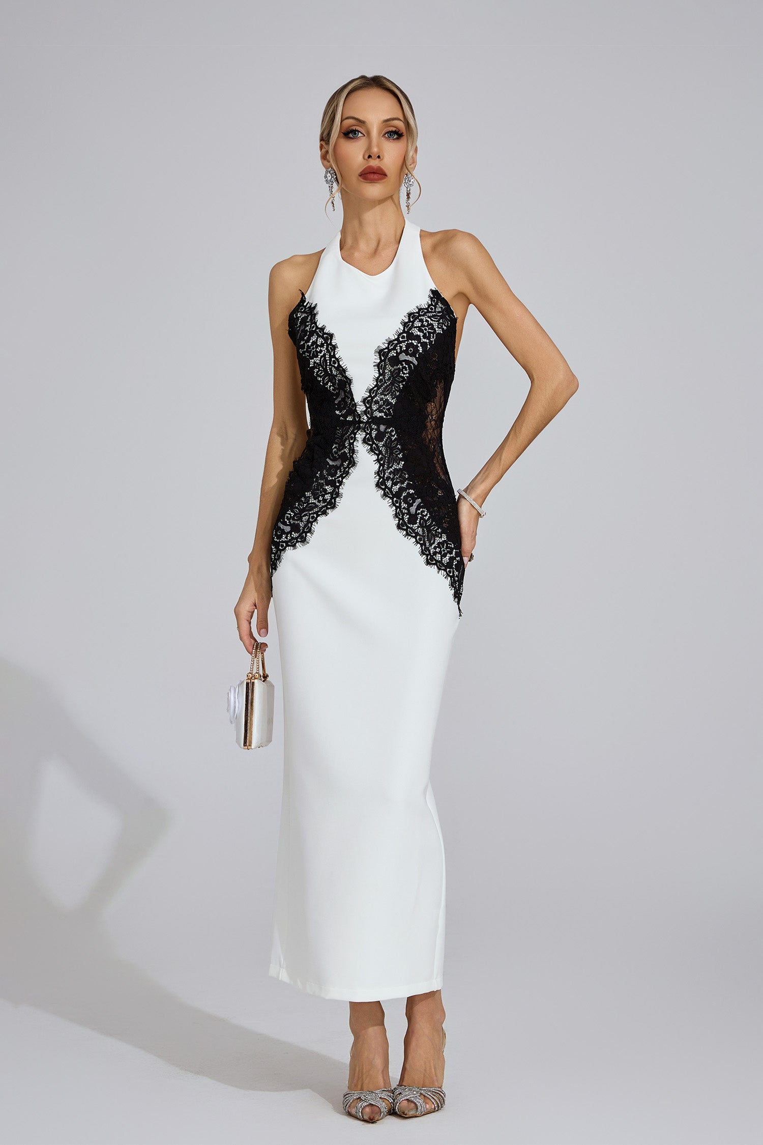 Seren White Halter Maxi Dress
