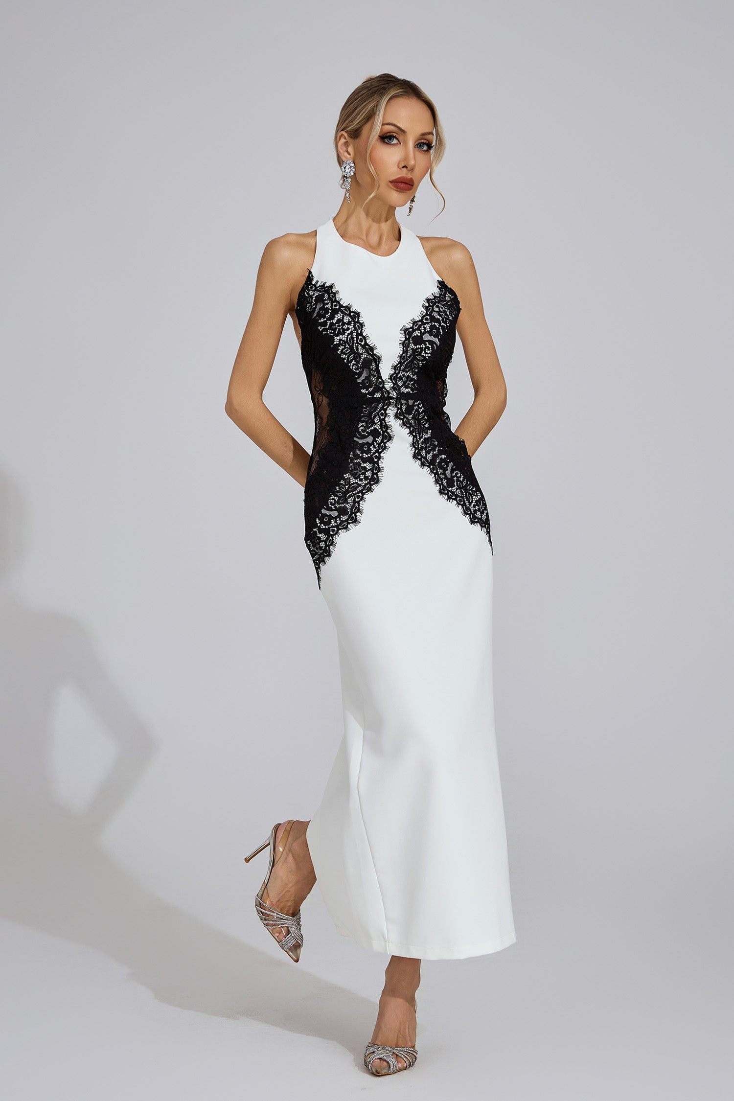 Seren White Halter Maxi Dress