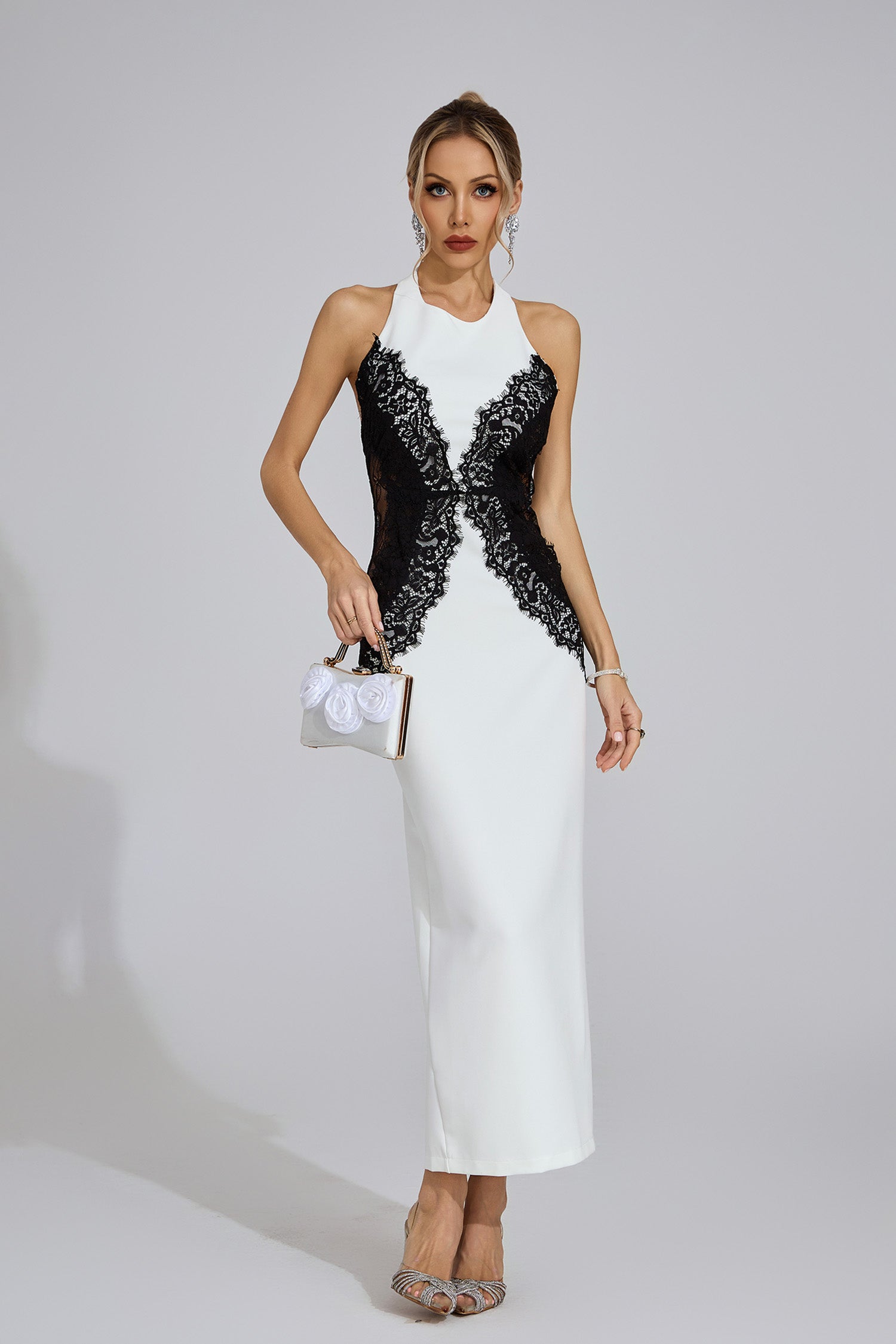Seren White Halter Maxi Dress