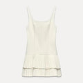 Square Collar Sleeveless Pleated Short Dress