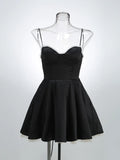 Solid Fit And Flare Spaghetti Strap Mini Dress