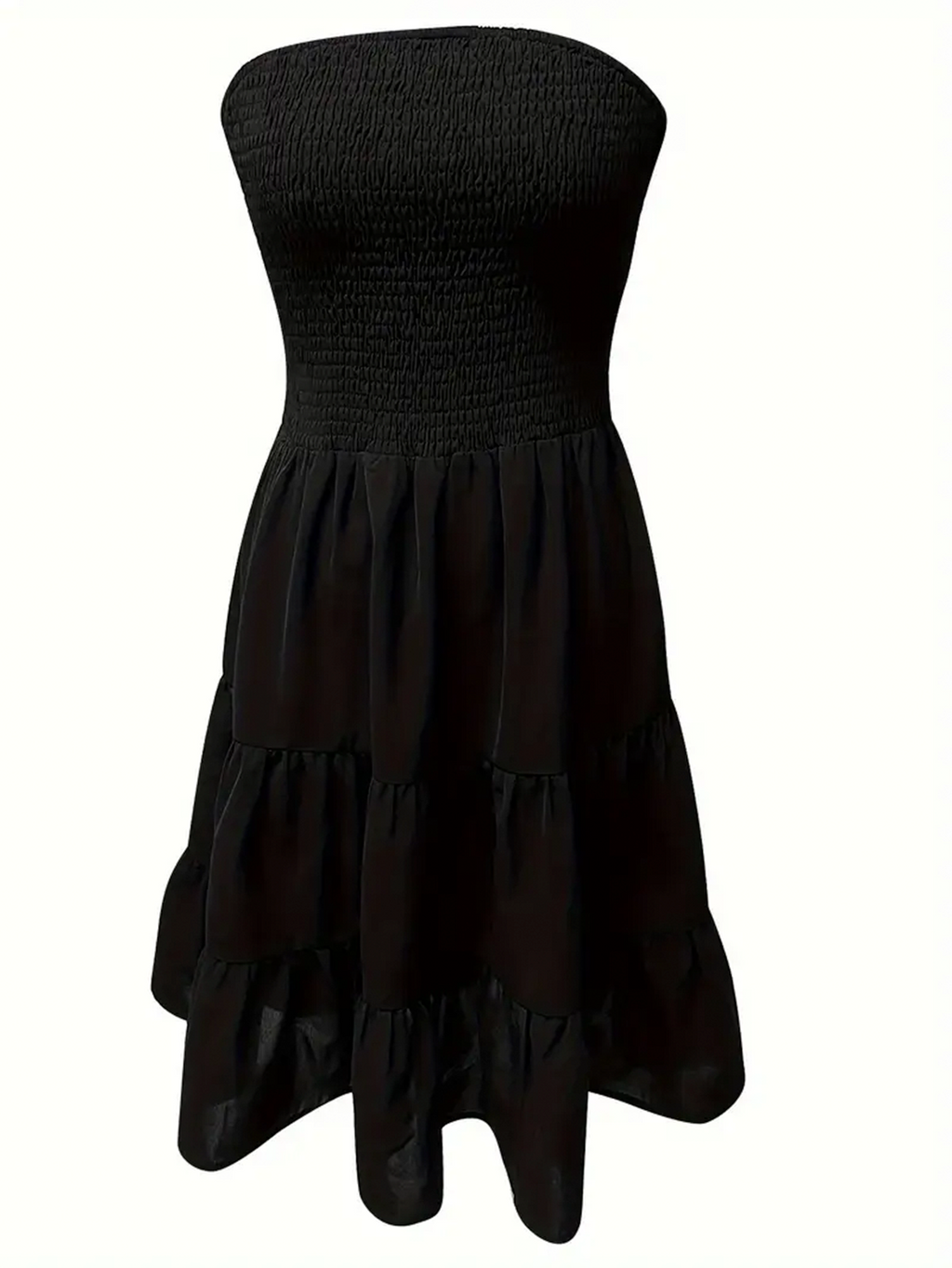 Aurora Strapless Shirred Mini Dress | Tiered Skirt | Summer Edit