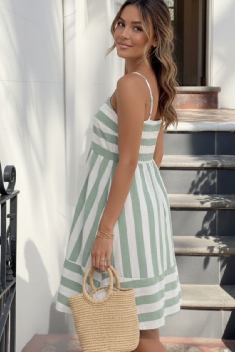 Sylvaine Mini Dress - Green Stripe
