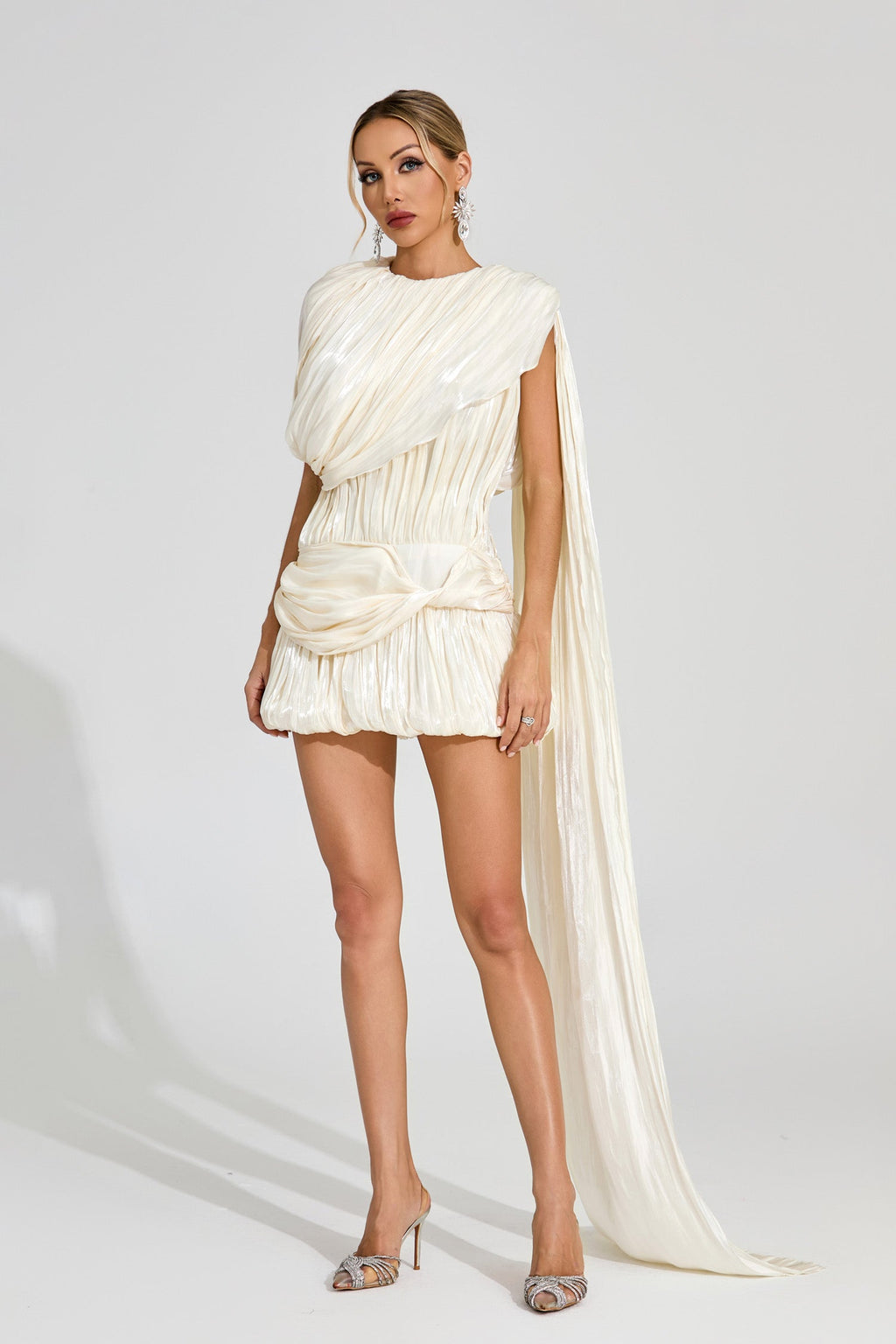 Thera Apricot Draped Mini Dress