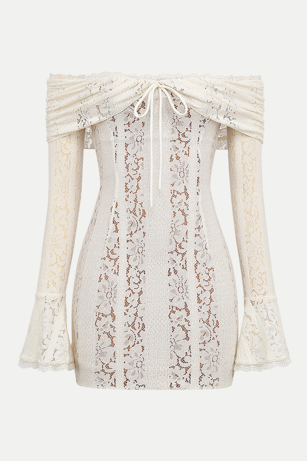Tleta Lace Off Shoulder Mini Dress - White