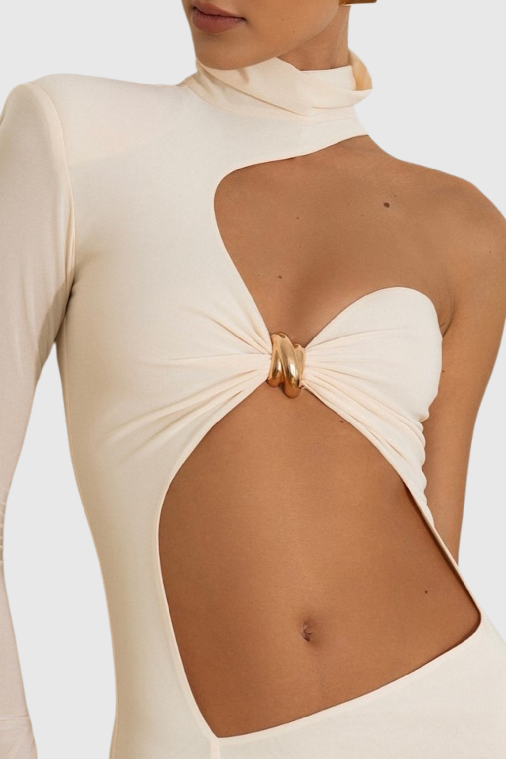 Tracia Asymmetric Cutout Maxi Dress - Beige