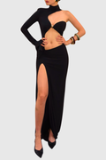 Tracia Asymmetric Cutout Maxi Dress - Black