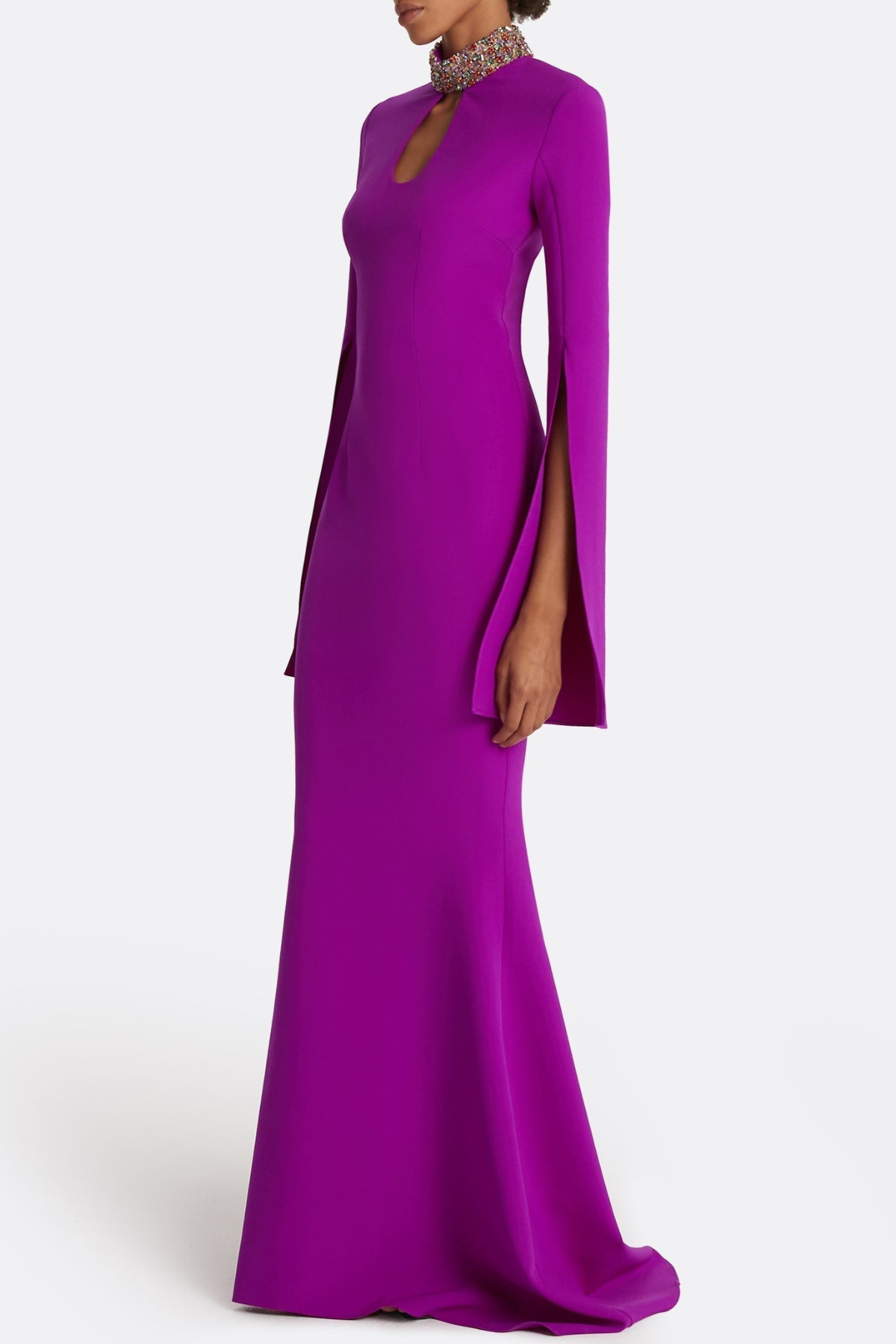 Tuliay Diamante  Embellished Cutout Maxi Dress - Purple