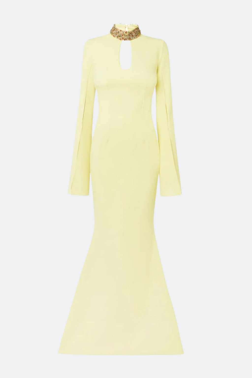 Tuliay Diamante  Embellished Cutout Maxi Dress - Yellow