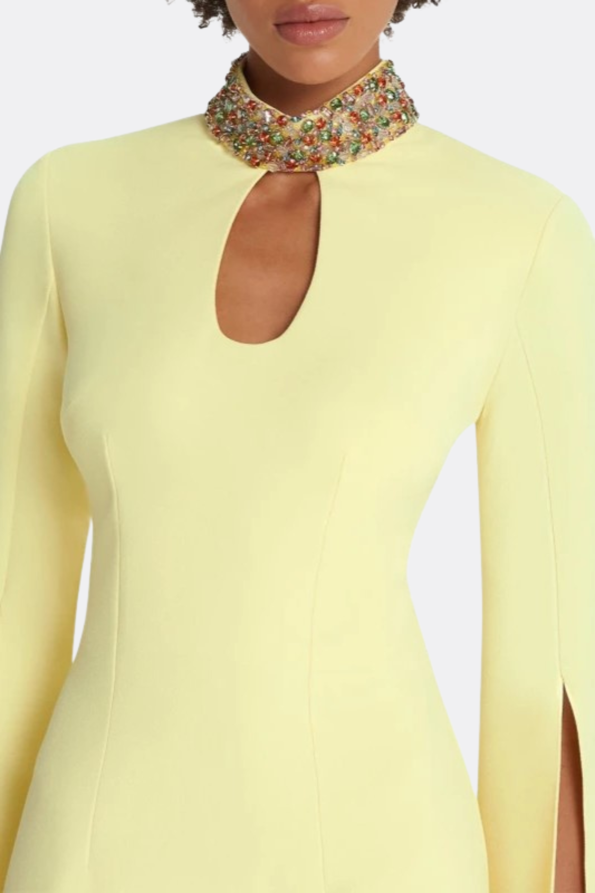 Tuliay Diamante  Embellished Cutout Maxi Dress - Yellow