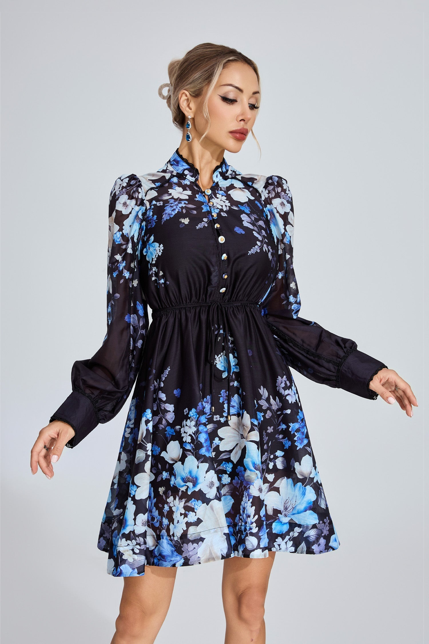Wallis Black Floral Mini Dress